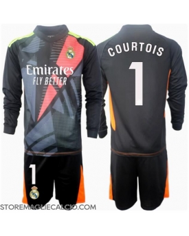 Real Madrid Thibaut Courtois #1 Portiere Maglia Gara Trasferta Repliche 2024-25 Bambino Maniche Lunghe